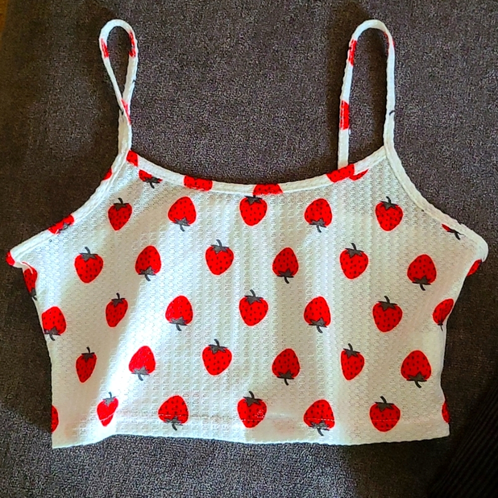 Adorable strawberry crop tank